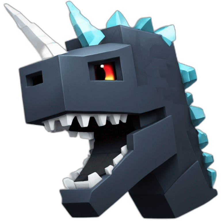 Minecraft Black Godzilla Head With Diamond Unicorn Horn and Lazer Eyes emoji