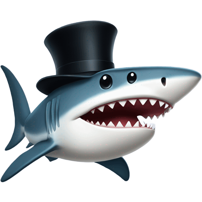 Shark with a top hat emoji