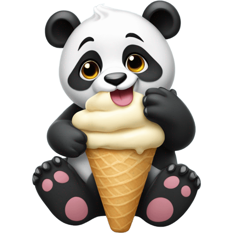 Panda eating ice cream emoji