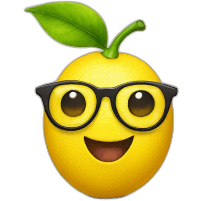 Happy Lemon with nerd glasses emoji