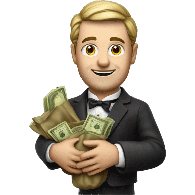 photorealistic aristocrat with money bag in his hands emoji