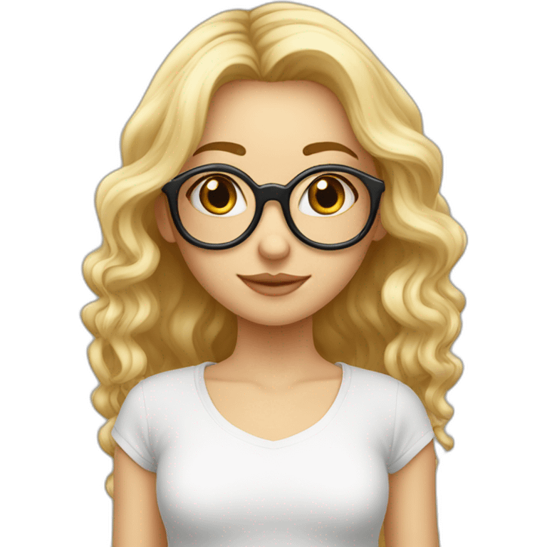 Fille blonde cheveux longs lunettes mignonne emoji