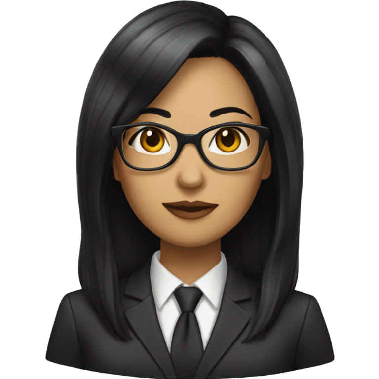 Female defense attorney with long black hair with glasses emoji