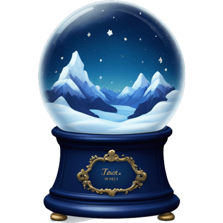 vintage dark blue rococo night sky mountains snow globe emoji