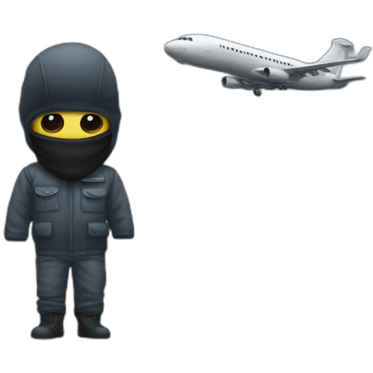 Balaclava Guy and plane towers emoji