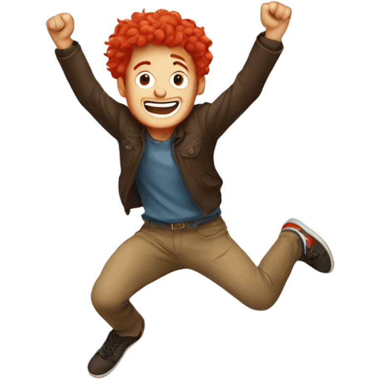 Guy jumping with red hair emoji