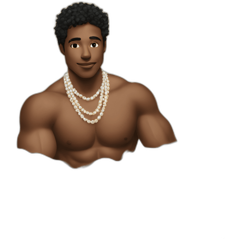 Posh-muscle-boy-pearl-necklace-in-golden-bathtub emoji