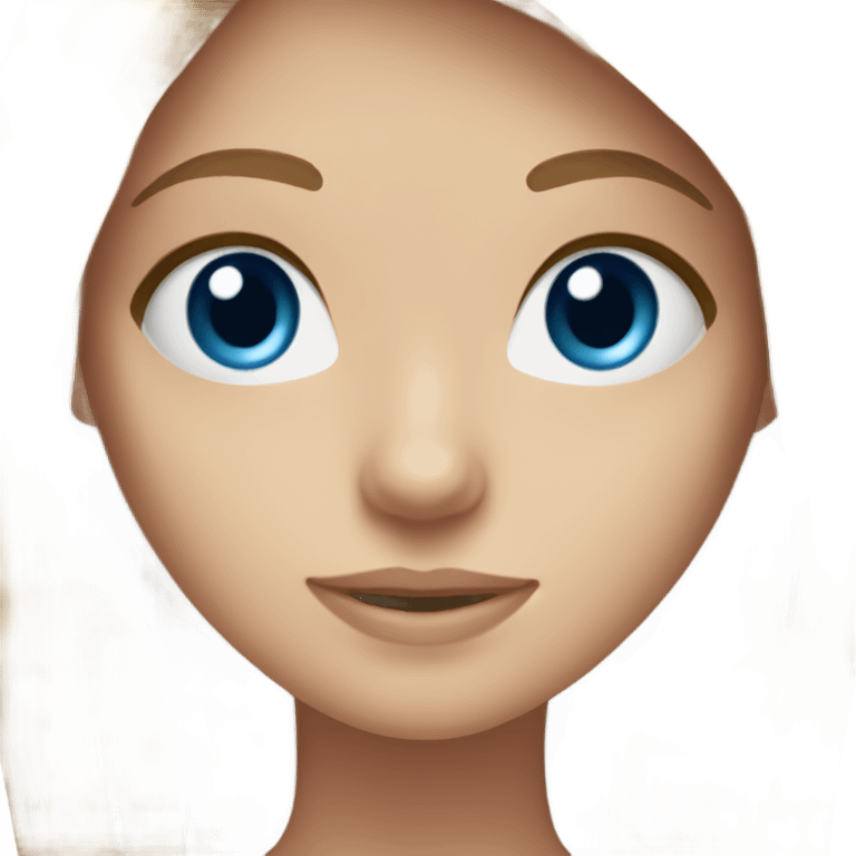 A girl with blue eyes, long light brown hair, and fair skin. emoji