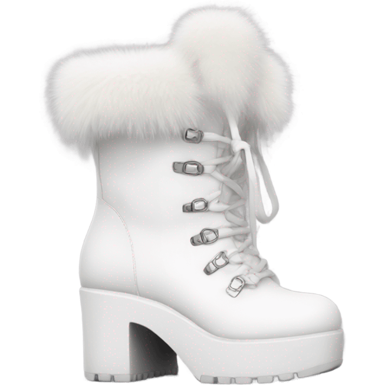 Platform WOLFE High boots white fur emoji