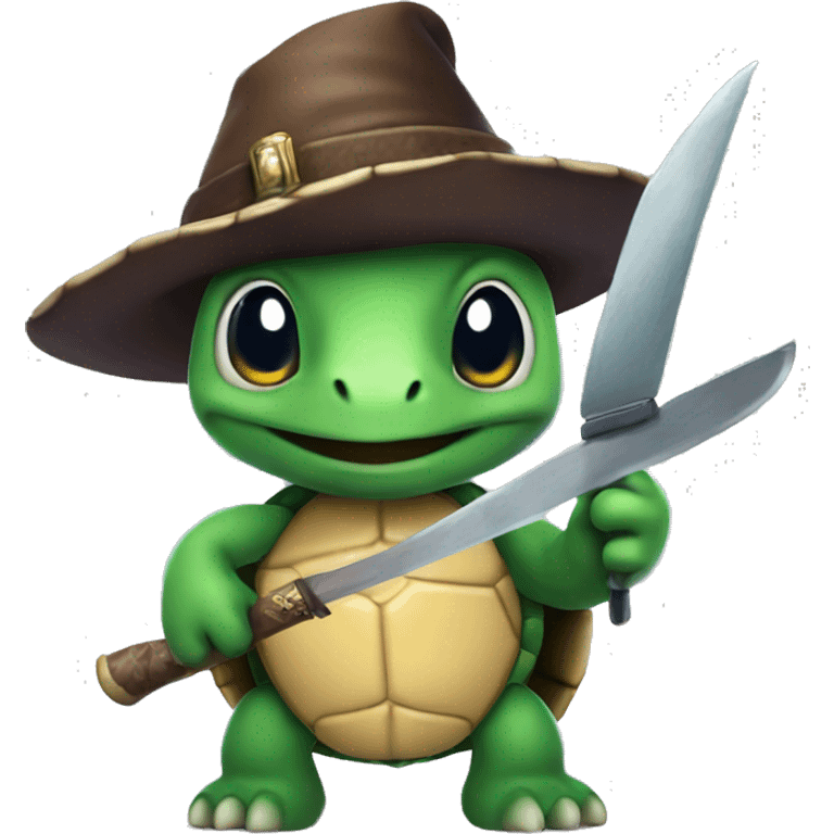 turtle with mage hat and a knife in his hand emoji