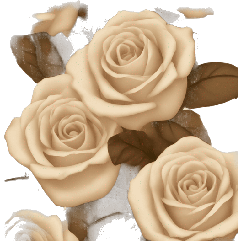 Beige and Brown roses Bouquet  emoji