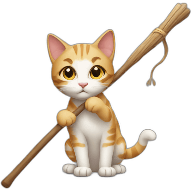 Cat holding a stick emoji