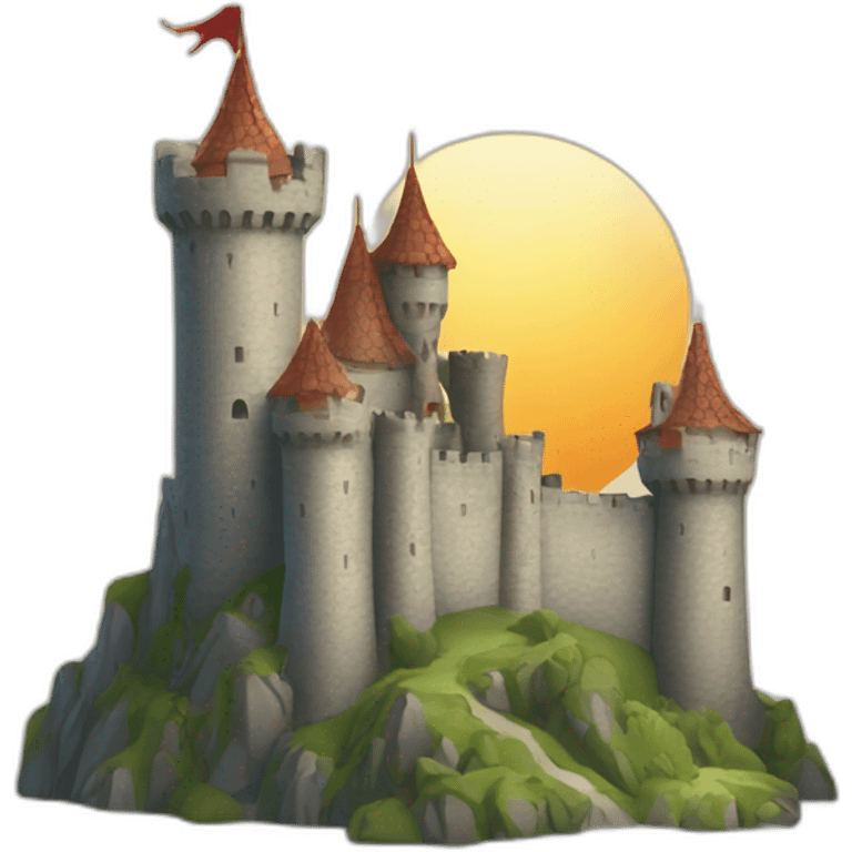 medieval castle with a dragon emoji