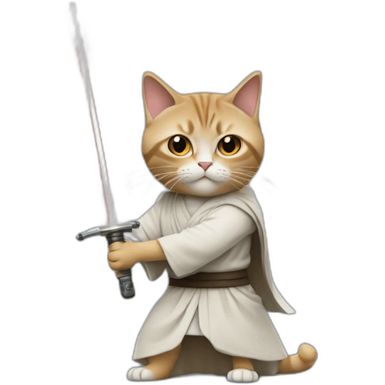 Un chat jedi avec un sabre laser rouge  emoji