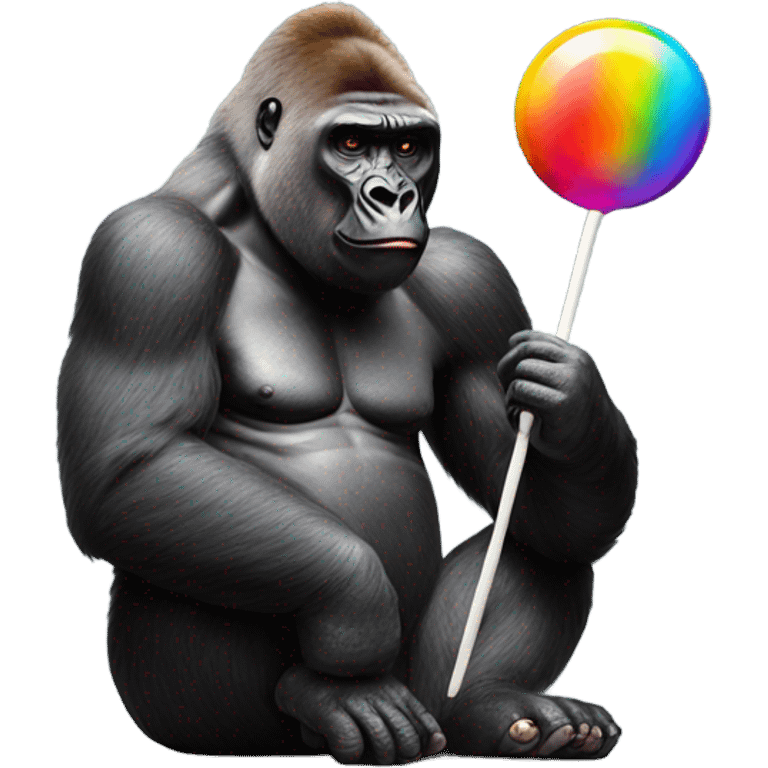 Gorilla eating lollipop  emoji