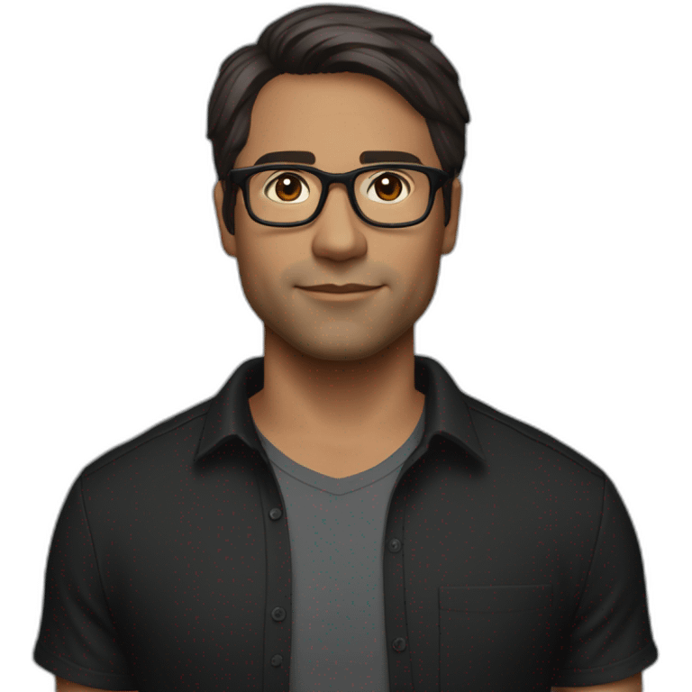 Douglas Leonard with glasses and dark brown short hair wearing a black shirt emoji