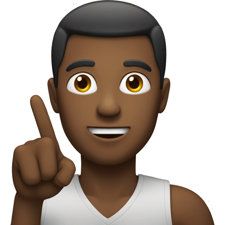 men with finger point to top emoji