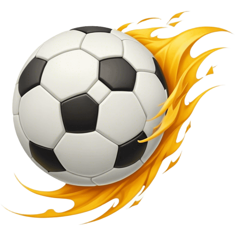 Cinematic Realistic image of a soccer ball soaring through the air, capturing dynamic motion and finely detailed textures with a dramatic, high-energy lighting that evokes the thrill of the game emoji