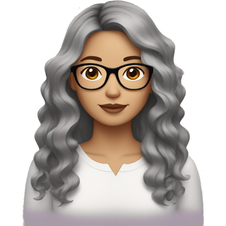 filipino woman medium wavy hair and black square glasses emoji