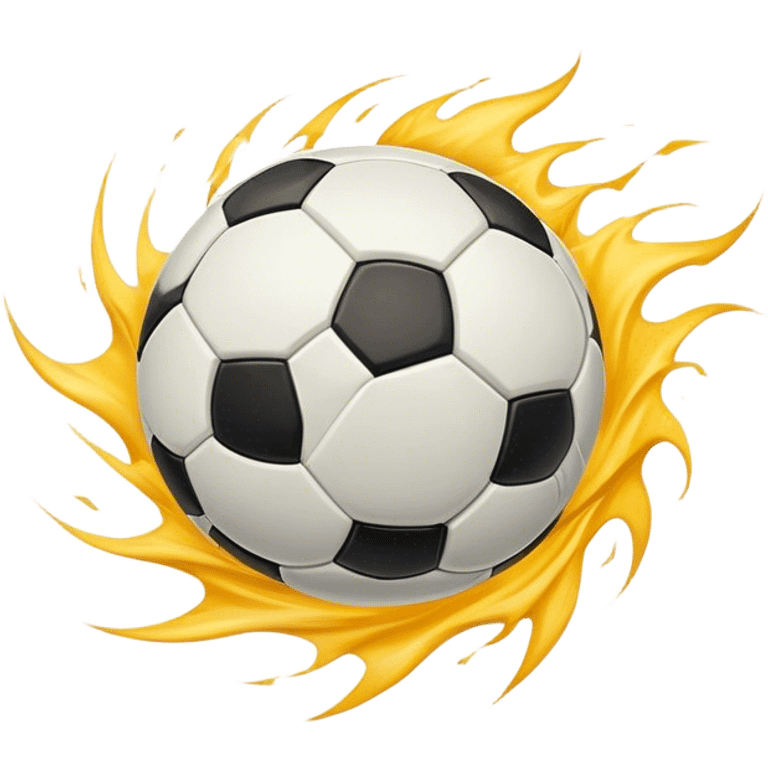 Cinematic Realistic image of a soccer ball soaring through the air, capturing dynamic motion and finely detailed textures with a dramatic, high-energy lighting that evokes the thrill of the game emoji