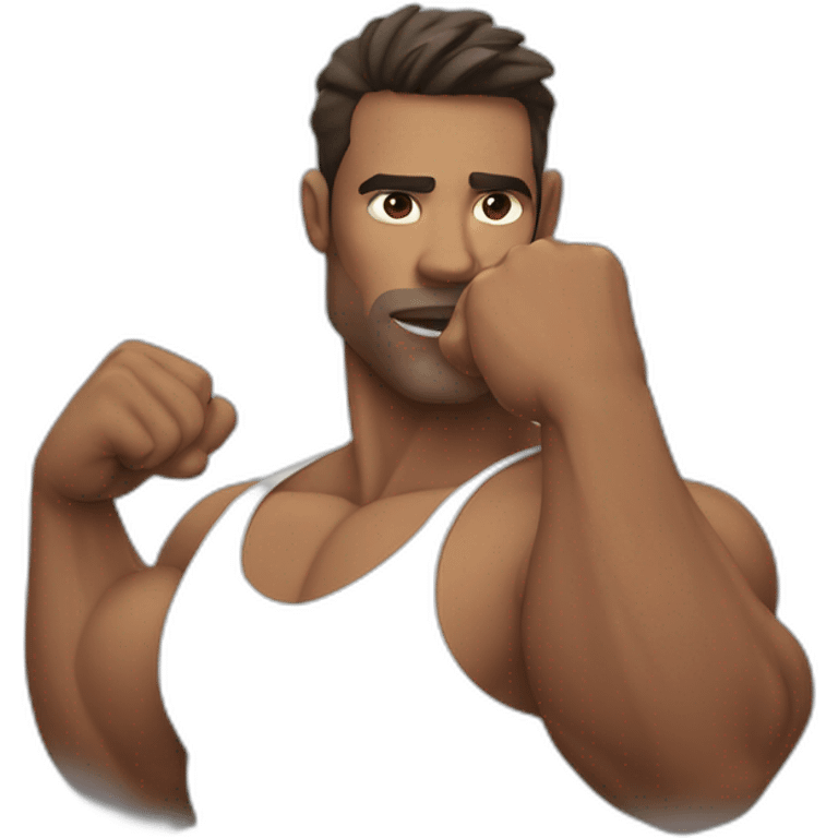 strong muscular male face running a finger along his jawline emoji