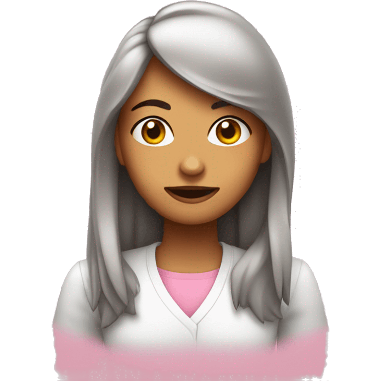 Chica rizada con lazo rosa emoji