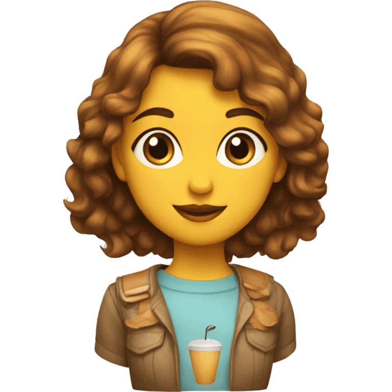 niña pelo cafe emoji