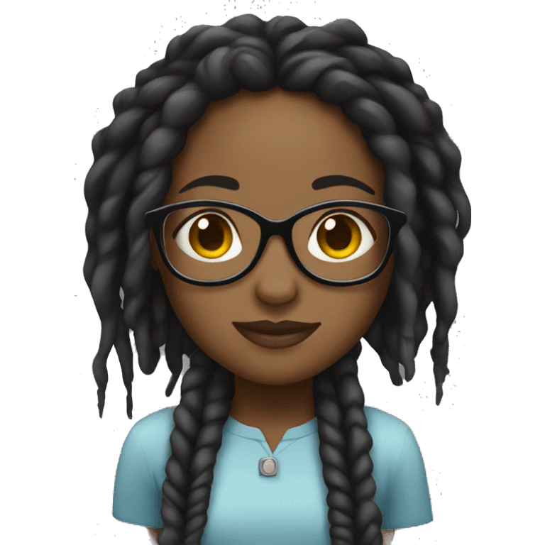 black girl with dreads and clear glasses emoji