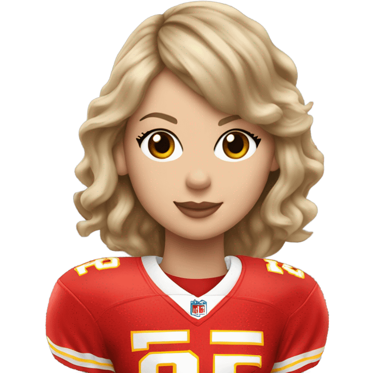 Taylor swift playing football in a Kansas City Chiefs Jersey emoji