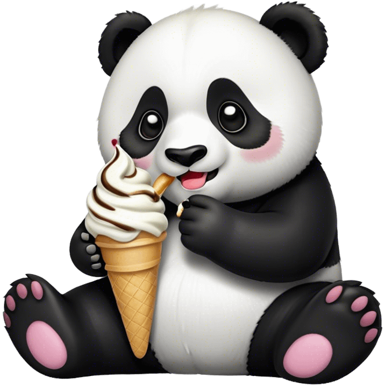 Panda eating ice cream emoji