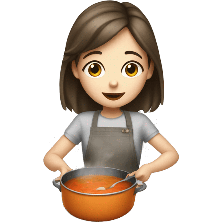 white skin brunnete girl making a soup emoji