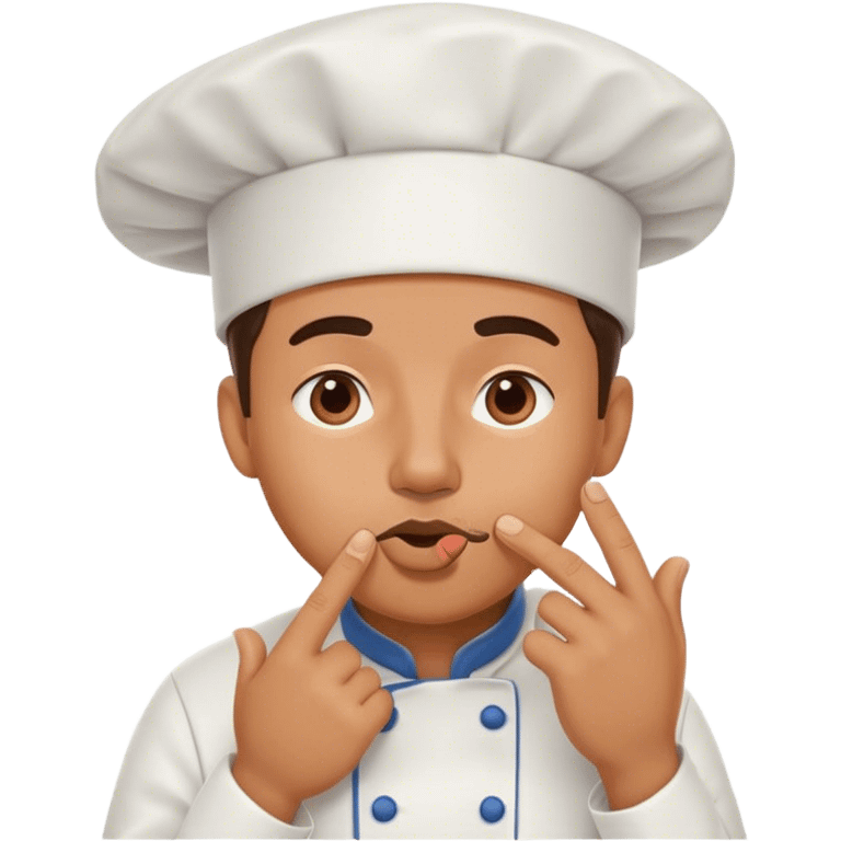 Chef holding fingertips together kissing his mouth emoji