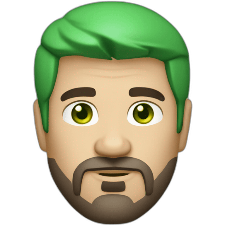 fat middle aged developer short dark brown graying hair goatee with green eyes wearing hoodie emoji