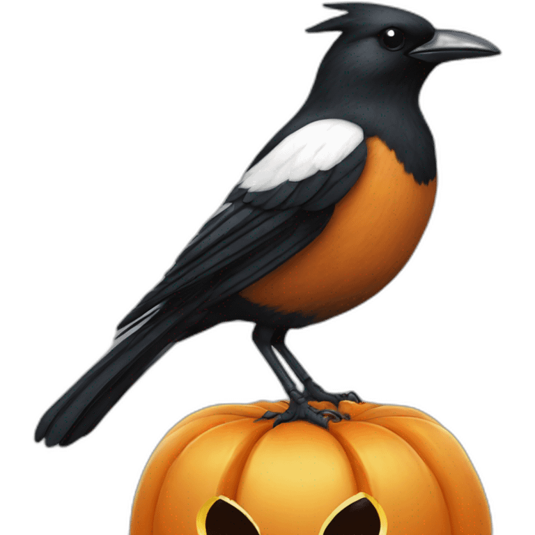 magpie on a jack o lantern emoji