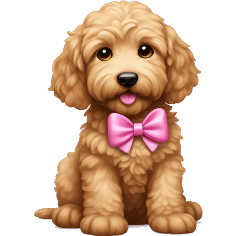 Golden doodle puppy with pink bow emoji