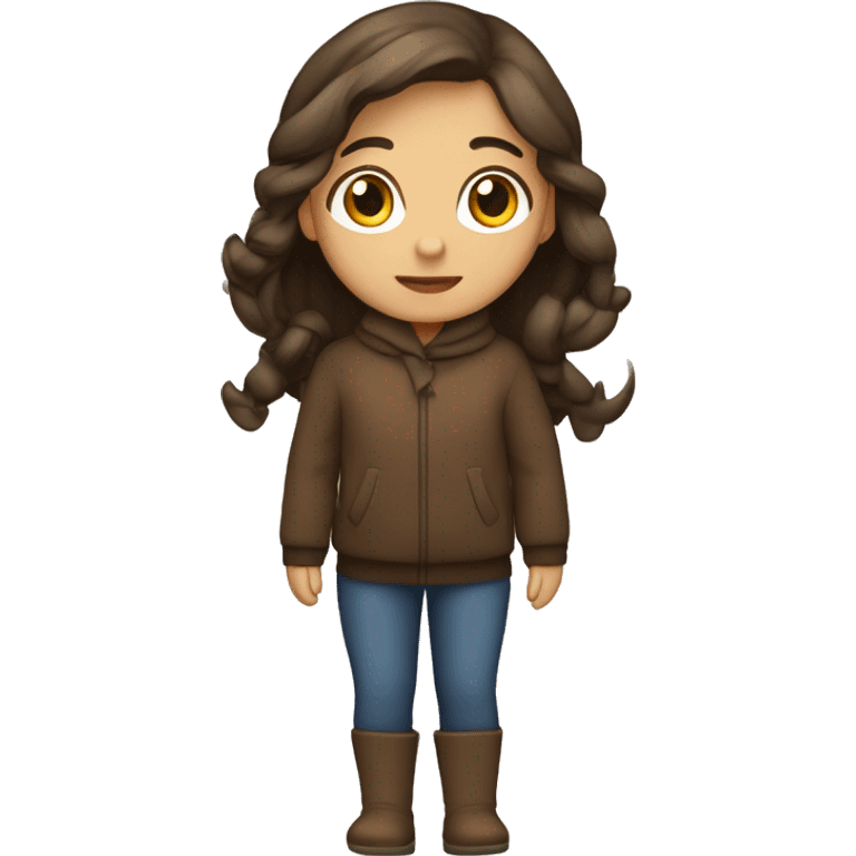 winter, christmas, hispanic, long brown hair, girl, brown eyes, child, full body emoji