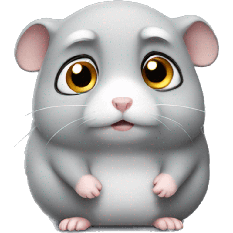 Grey sad hamster with big eyes emoji