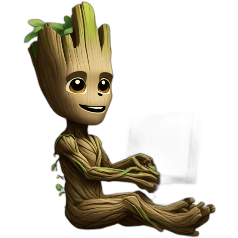 Groot with computer emoji