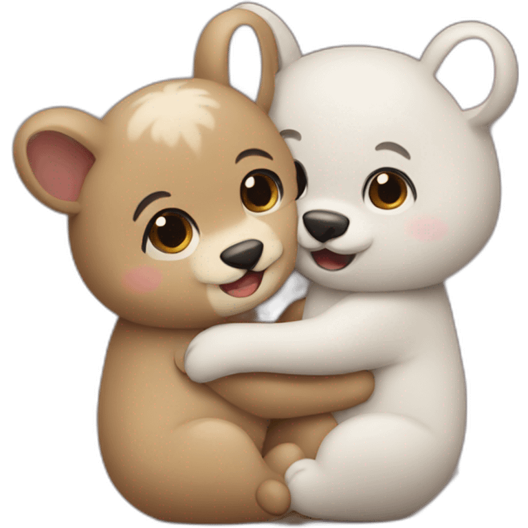 Cute animals hugging emoji