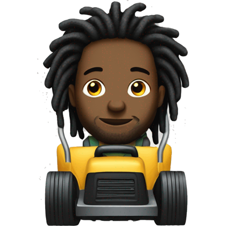 Black man with dreads on lawn mover emoji