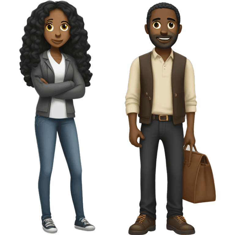 black man with drealocks and black woman in hijan emoji