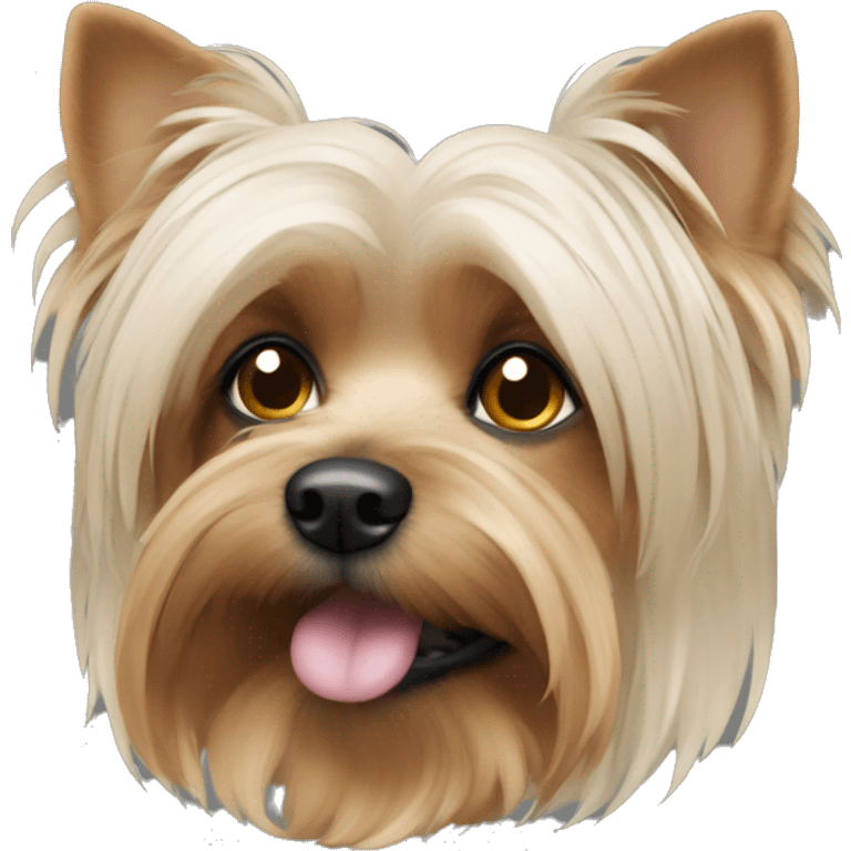 Perro raza yorkshire con sólo cabello negro y ojos negros. emoji