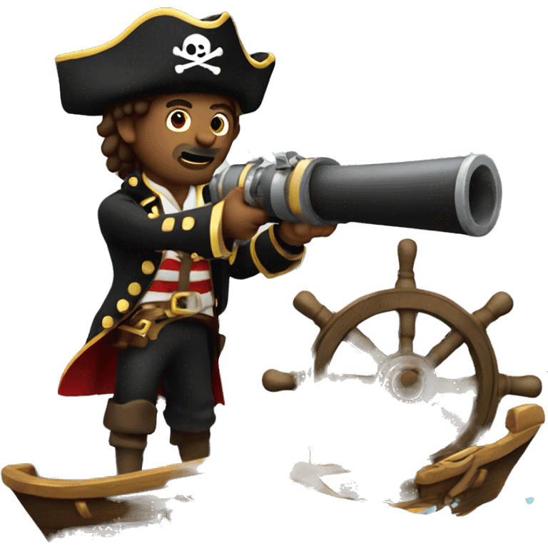 Pirate shooting cannon from ship emoji