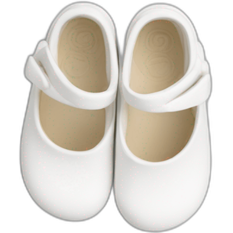 seamless baby clog shoe, top view, white emoji