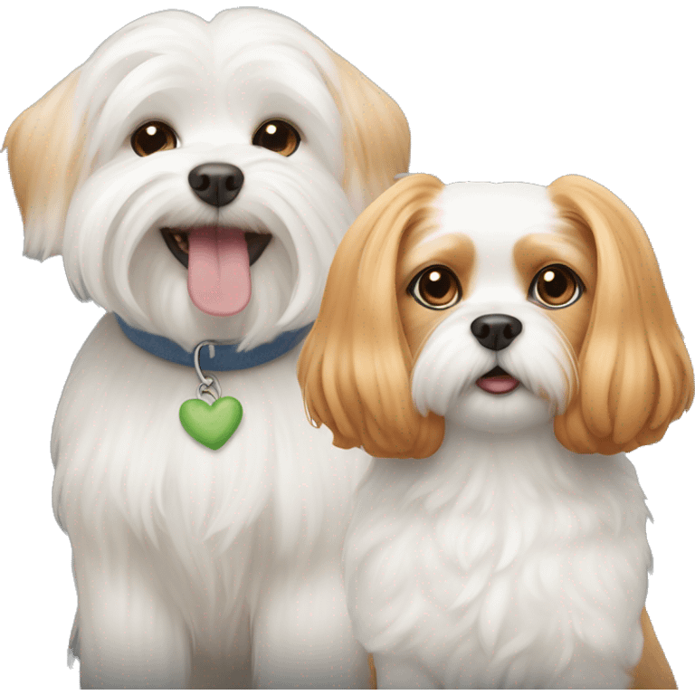 Maltese dog with ginger cat side by side emoji