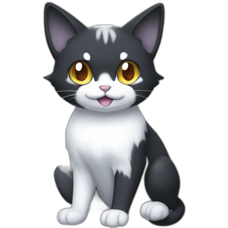 Sitting-Black-and-White-face-cat-ghost-type-pokemon emoji