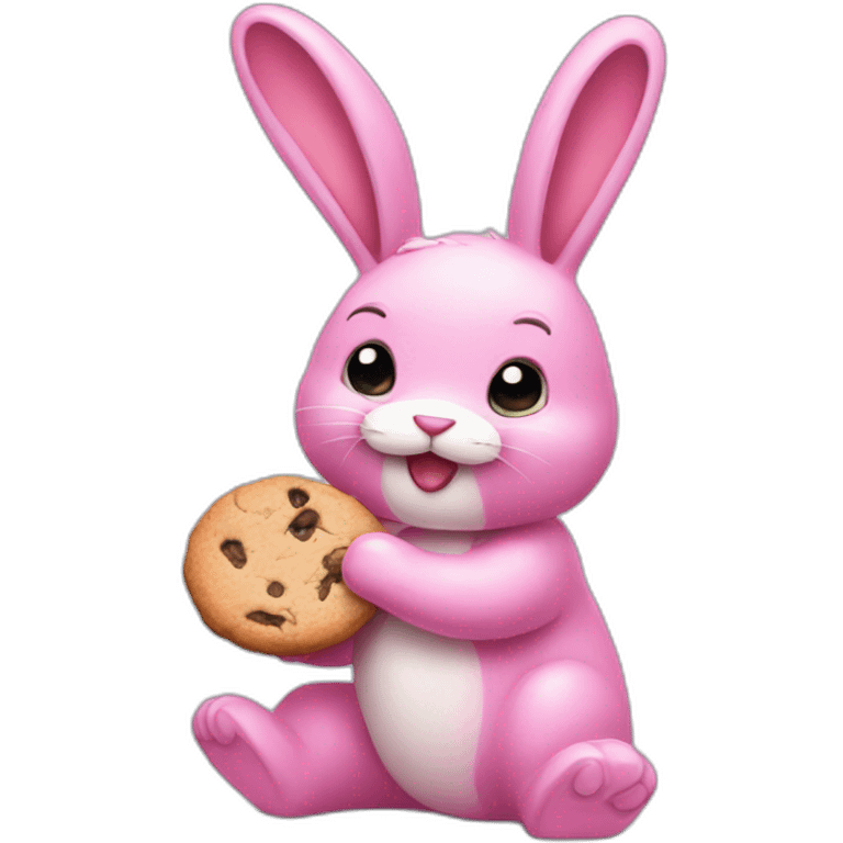 Pink Bunny eatting a Cookie emoji