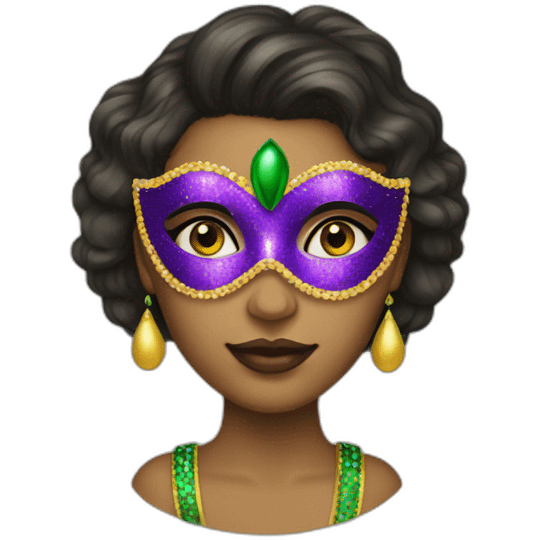 girl wearing a mardi gras mask light skin emoji