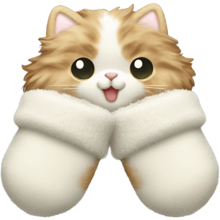 fluffy cream mittens emoji