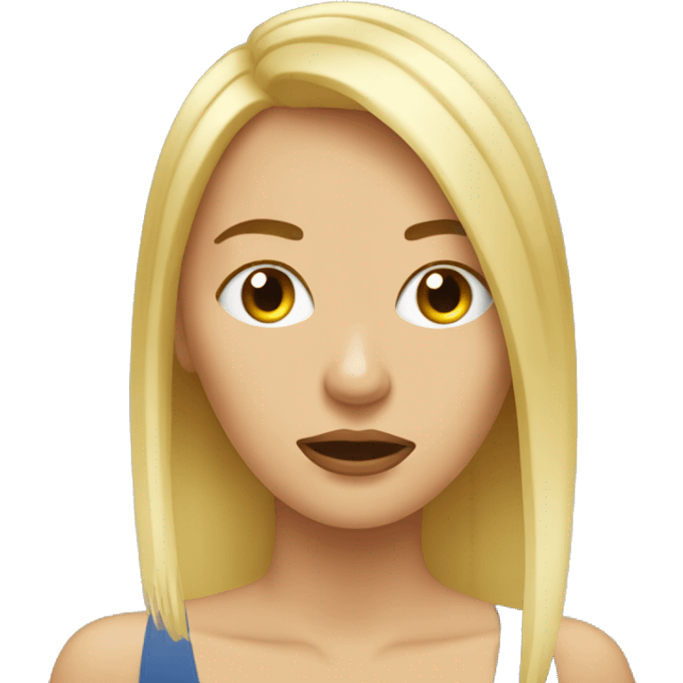 Tired blonde woman with toothpicks holding open eyelids  emoji